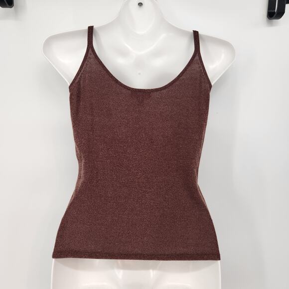 Y2K Cartise Brown Chartreuse Boho Hippie Crochet Floral Vtg Women's Tank Top M - Picture 7 of 7